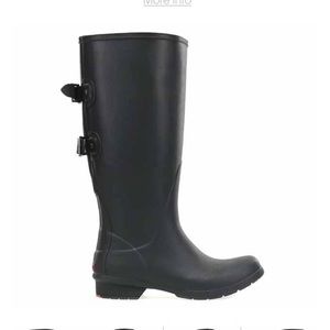 Black rain boots